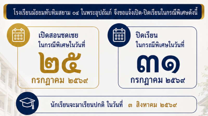 หยุดเรียนกรณีพิเศษและการเปิดเรียนชดเชย